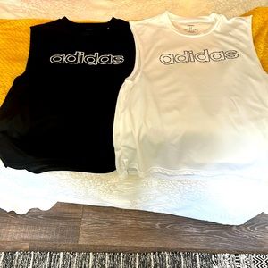 2 Adidas Muscle Shirts/ Size Medium/Black and White